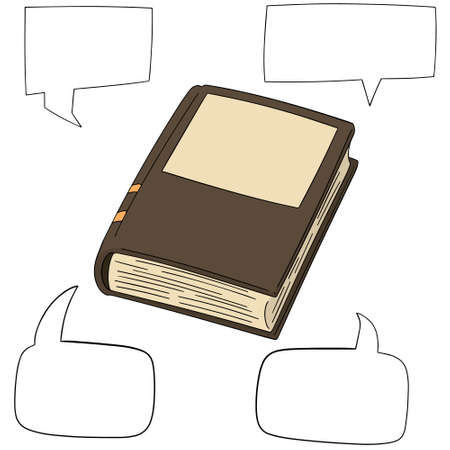 A vector set of book and speech bubble on white background.のイラスト素材