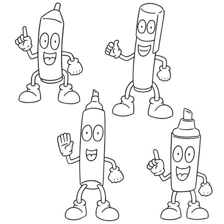 vector set of pen cartoonのイラスト素材