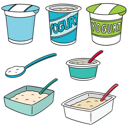 vector set of yogurtのイラスト素材