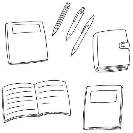 Set of notebook, pen and pencil.のイラスト素材