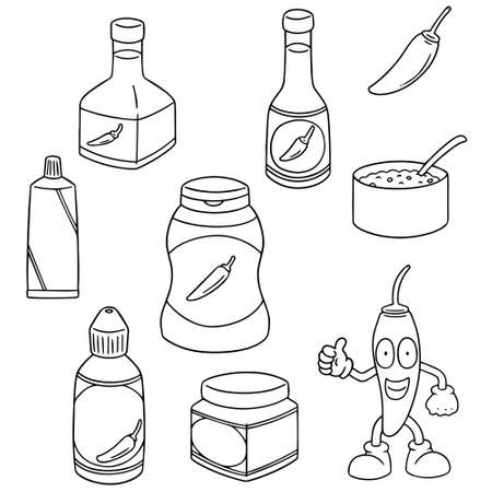 vector set of chilli productのイラスト素材