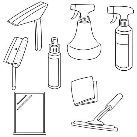 vector set of glass and mirror cleanerのイラスト素材