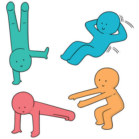 Set of people exerciseのイラスト素材