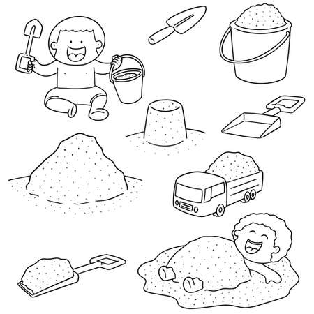 Kids playing sand illustration.のイラスト素材