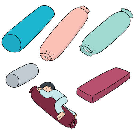 Man hugging a pillow while sleeping.のイラスト素材