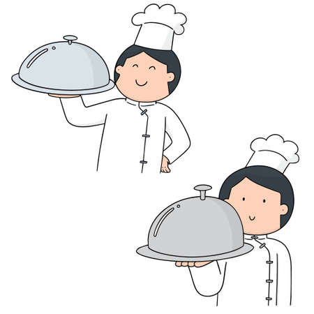 Vector set of chef icon on white background, vector illustration.のイラスト素材