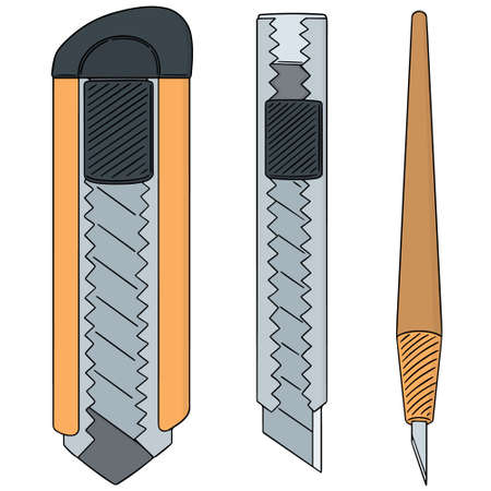 Vector set of cutter icon on white background, vector illustration.のイラスト素材