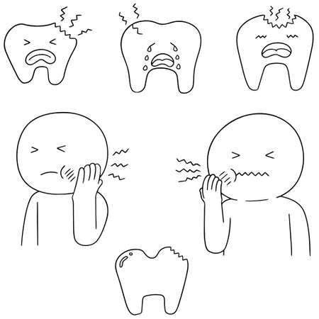 vector set of toothacheのイラスト素材