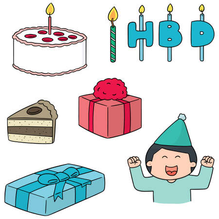 vector set of happy birthdayのイラスト素材