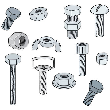 vector set of bolt and nutのイラスト素材