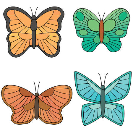vector set of butterfly on white background.のイラスト素材