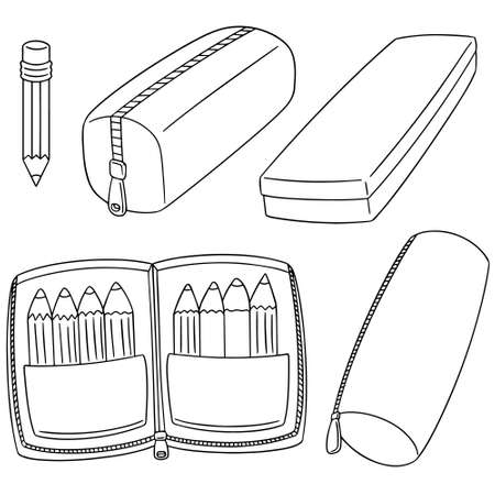 vector set of pencil caseのイラスト素材