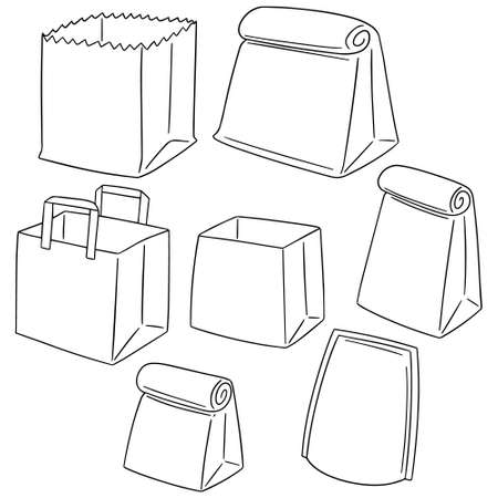 vector set of paper bags on white background.のイラスト素材