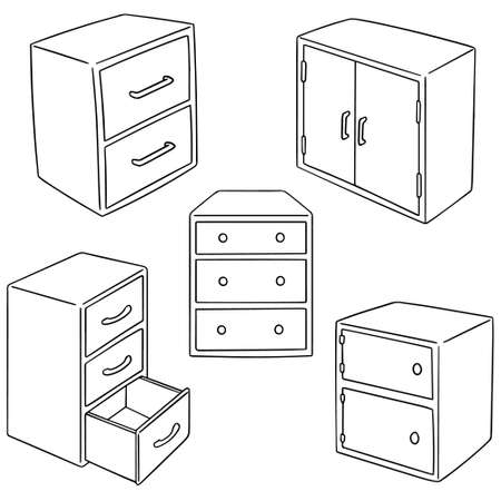 vector set of drawers  on white background.のイラスト素材