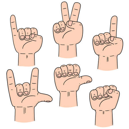 vector set of cartoon hand gesturesのイラスト素材