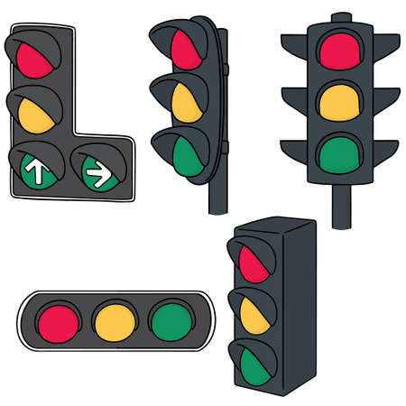 vector set of traffic light on white background.