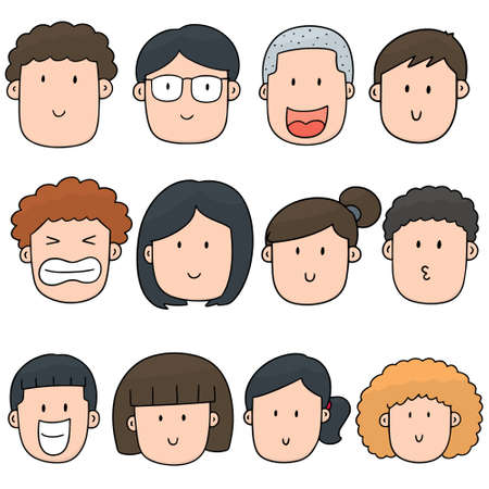 Vector set of cartoon faceのイラスト素材