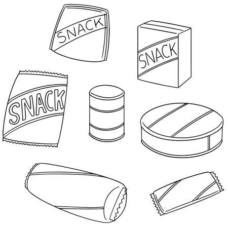 vector set of snacks on white background.のイラスト素材