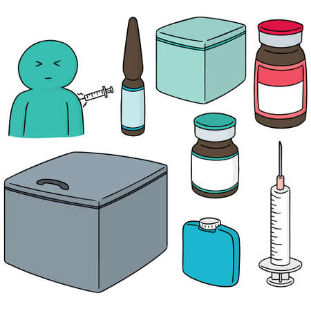 vector set of vaccine on white background.のイラスト素材