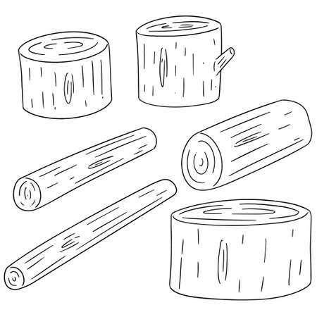 vector set of wooden timbers on white background.のイラスト素材