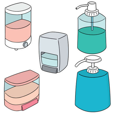 vector set of shampoo and liquid soap bottleのイラスト素材