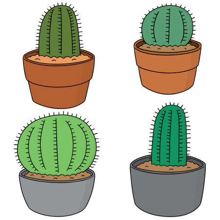 Colorful cartoon vector illustration set of cactusのイラスト素材