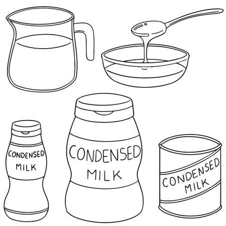 Set of condensed milk icon.のイラスト素材