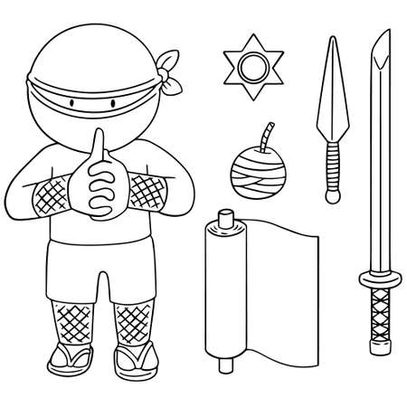 Ninja with ninja tools icon.のイラスト素材