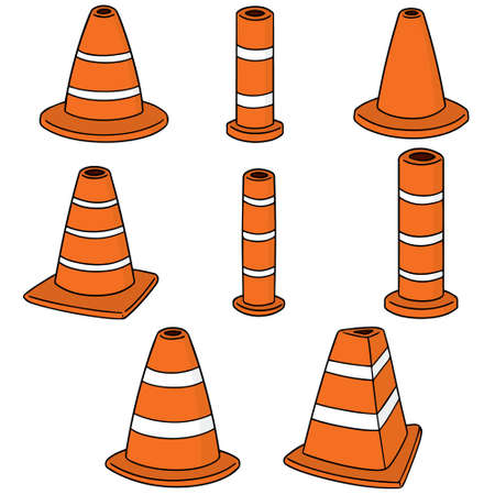 A vector set of traffic coneのイラスト素材