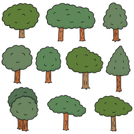 Vector set of trees on white background illustration.のイラスト素材