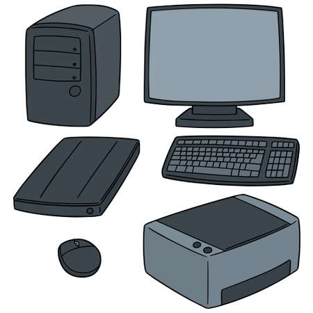 vector set of computer equipmentのイラスト素材