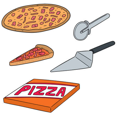 vector set of pizza isolated on white background.のイラスト素材