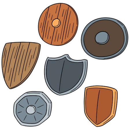 vector set of shields isolated on white background.のイラスト素材