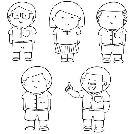 vector set of student isolated on white background.のイラスト素材