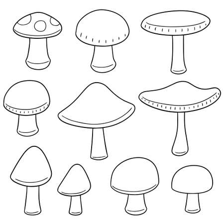 vector set of mushroomのイラスト素材