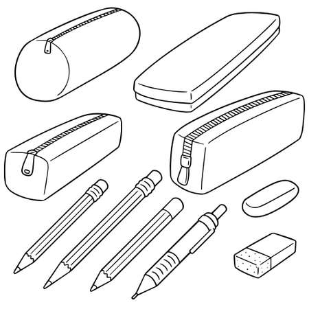 vector set of pencil caseのイラスト素材