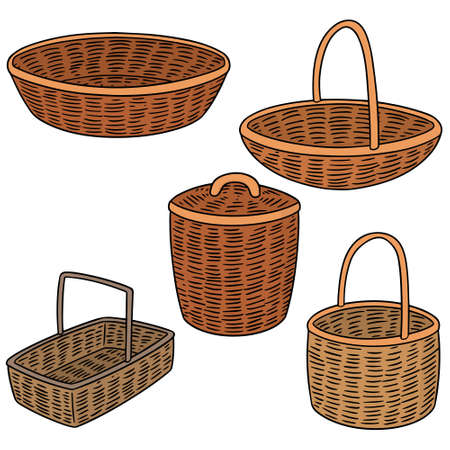 Set of wicker basket illustration.のイラスト素材