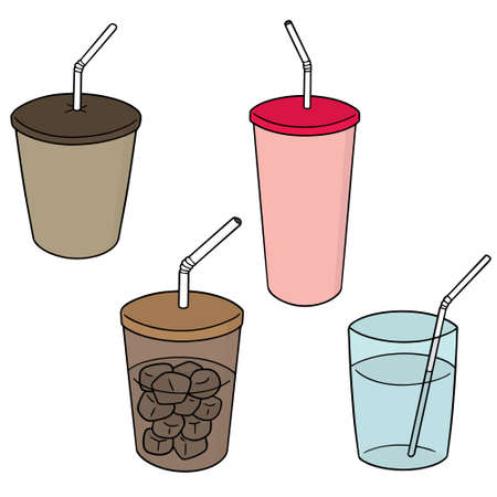 vector set of beverage cupのイラスト素材