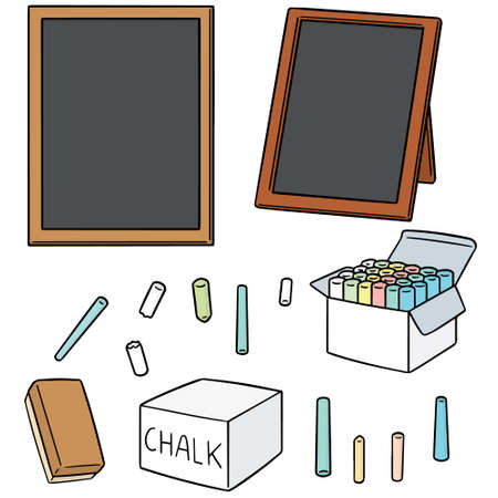 vector set of blackboard and chalk.のイラスト素材