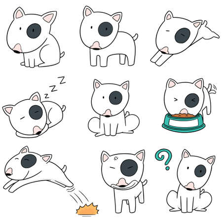 vector set of dog, bull terrierのイラスト素材