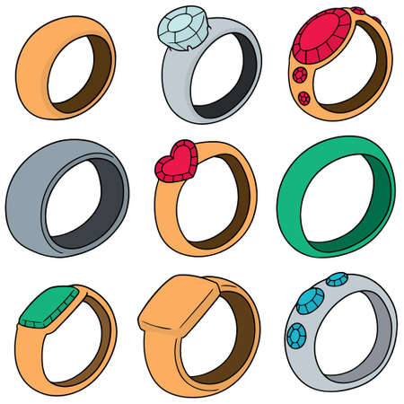 Vector set of ring on white background illustration.のイラスト素材
