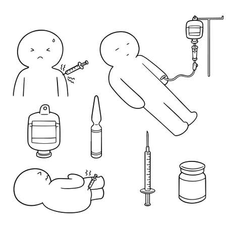 Vector set of injection medicine.のイラスト素材