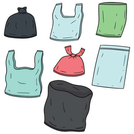 Vector set of plastic bag on white background illustration.のイラスト素材