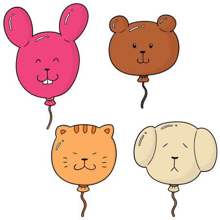 vector set of animal balloonのイラスト素材