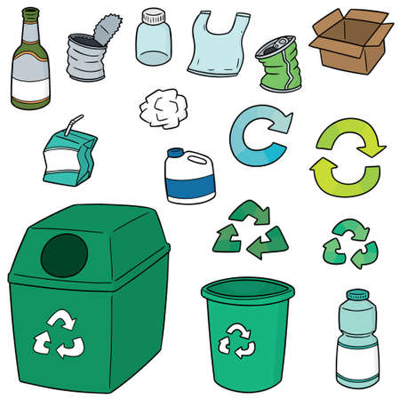 vector set of recycle garbageのイラスト素材