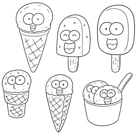 Vector set of ice cream on white background illustration.のイラスト素材