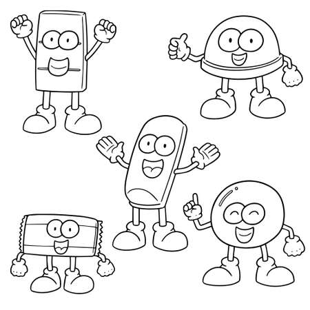 Vector set of chocolate cartoon in different position illustration.のイラスト素材