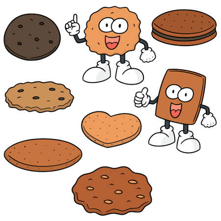 Vector set of cookies and biscuits on white background illustration.のイラスト素材