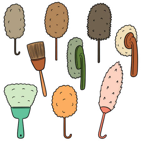 Vector set of duster cleaner on white background illustration.のイラスト素材