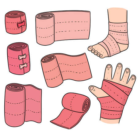 Vector set of medical bandage on white background illustration.のイラスト素材